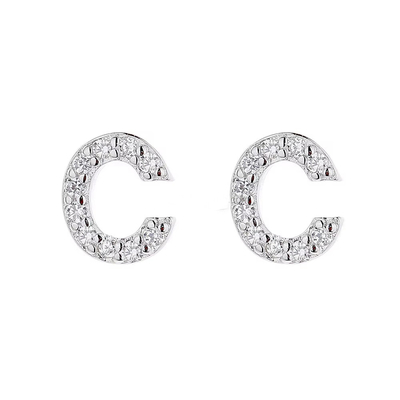 925 Sterling Silver Letter Earring Studs ABC Jewelry Stud Earrings With Rhodium Plated Cho Phụ nữ