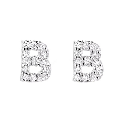 925 Sterling Silver Letter Earring Studs ABC Jewelry Stud Earrings With Rhodium Plated Cho Phụ nữ