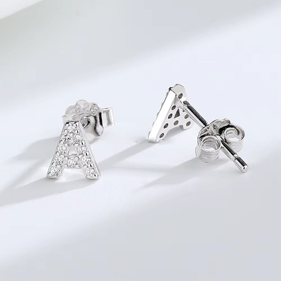 925 Sterling Silver Letter Earring Studs ABC Jewelry Stud Earrings With Rhodium Plated Cho Phụ nữ