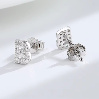 925 Sterling Silver Letter Earring Studs ABC Jewelry Stud Earrings With Rhodium Plated Cho Phụ nữ