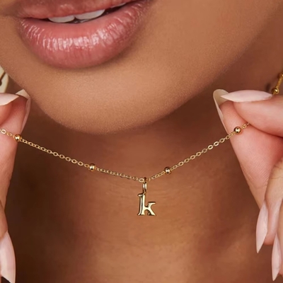 18k vàng bọc 925 Sterling bạc kim loại 26 chữ cái đầu tiên Charm dây chuyền