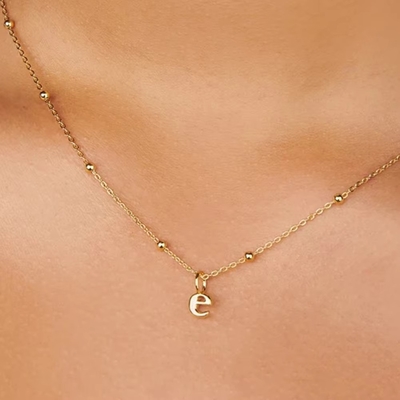 18k vàng bọc 925 Sterling bạc kim loại 26 chữ cái đầu tiên Charm dây chuyền