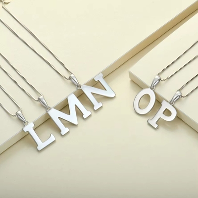 925 Sterling Silver Alphabet Letter Necklace Pendant Cá nhân hóa đầu tiên Charms trang sức
