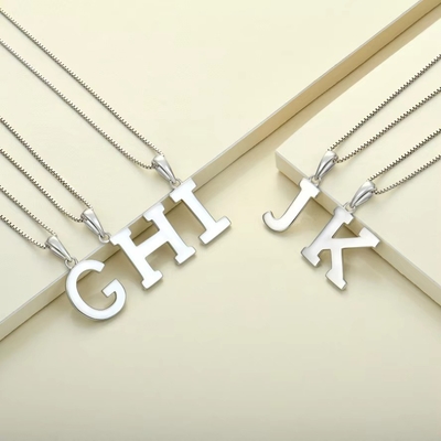 925 Sterling Silver Alphabet Letter Necklace Pendant Cá nhân hóa đầu tiên Charms trang sức