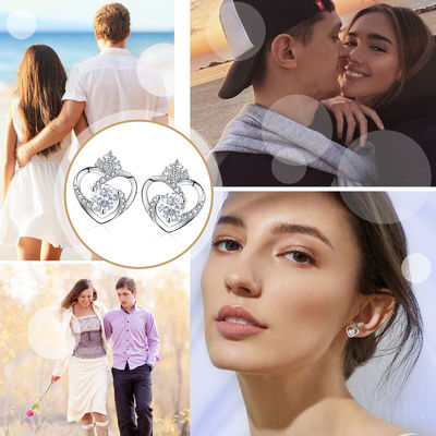 11x9.5mm 1.5g Sterling Silver Heart Earrings 3A Silver Heart Studs SGS
