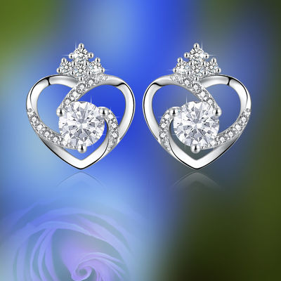 11x9.5mm 1.5g Sterling Silver Heart Earrings 3A Silver Heart Studs SGS