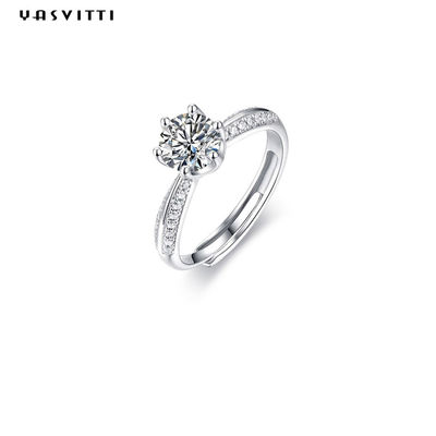 0.07oz 0.57in Sterling Silver Faith Ring ODM Round Cut Cubic Zirconia Ring