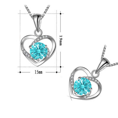 5A CZ Sterling Silver Heart Mặt dây chuyền vòng cổ