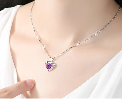 5A CZ Sterling Silver Heart Mặt dây chuyền vòng cổ