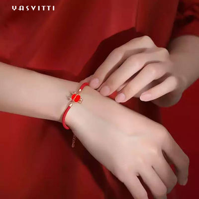 19,5 cm 2,9 gam Sterling Bạc Trang sức Vòng tay Trái tim CZ Vòng tay Chuỗi Màu đỏ ODM