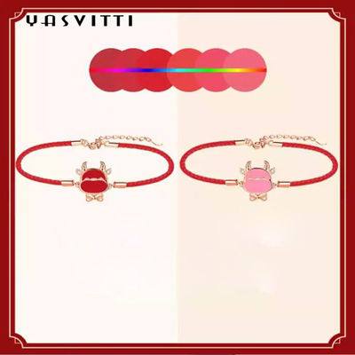 19,5 cm 2,9 gam Sterling Bạc Trang sức Vòng tay Trái tim CZ Vòng tay Chuỗi Màu đỏ ODM