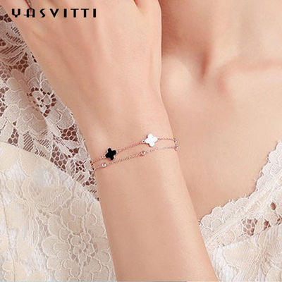 20cm 0.12oz Vòng tay cỏ bốn lá Vòng đeo tay bạc trượt bạc 925 không chì