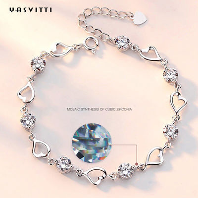 7.9in 4.6g Sterling Silver Jewelry Bracelet Sterling Silver Heart Bracelet ODM
