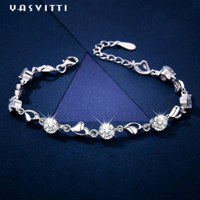 7.9in 4.6g Sterling Silver Jewelry Bracelet Sterling Silver Heart Bracelet ODM