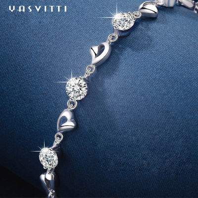 7.9in 4.6g Sterling Silver Jewelry Bracelet Sterling Silver Heart Bracelet ODM