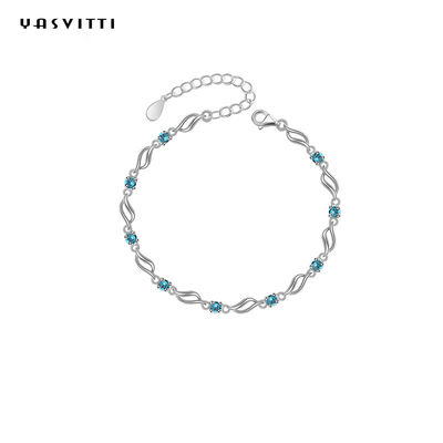 4,5g 0,62ft Bạc Vòng tay có thể điều chỉnh được Vòng đeo tay pha lê xanh mạ Rhodium hợp thời trang