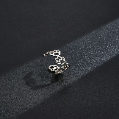 Pet Paw S925 Sterling Silver Mở vòng nhẫn thời trang nam và nữ