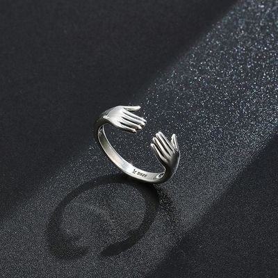 Nhẫn ngón tay cho phụ nữ 925 Sterling Silver đôi tay hình dạng nhẫn