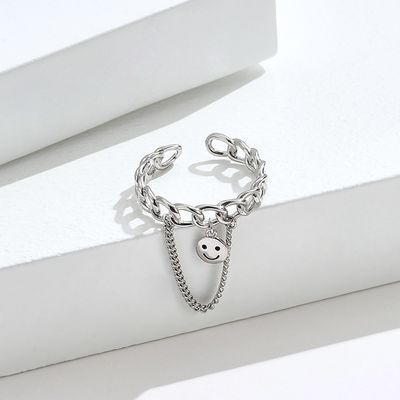 0.08 CM 1.7g Sterling Silver Jewelry Rings Lễ hội Unisex Vòng mặt cười