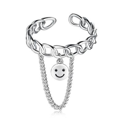 0.08 CM 1.7g Sterling Silver Jewelry Rings Lễ hội Unisex Vòng mặt cười