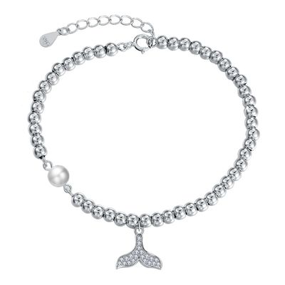 CZ 2 Gram19x0.35cm Vòng đeo tay đuôi cá Quà tặng Unisex Vòng đeo tay trượt bạc