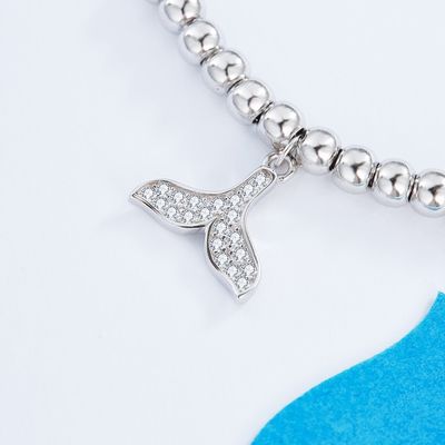 CZ 2 Gram19x0.35cm Vòng đeo tay đuôi cá Quà tặng Unisex Vòng đeo tay trượt bạc