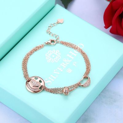 Vòng tay trang sức bạc Sterling vàng hồng