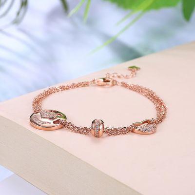 Vòng tay trang sức bạc Sterling vàng hồng