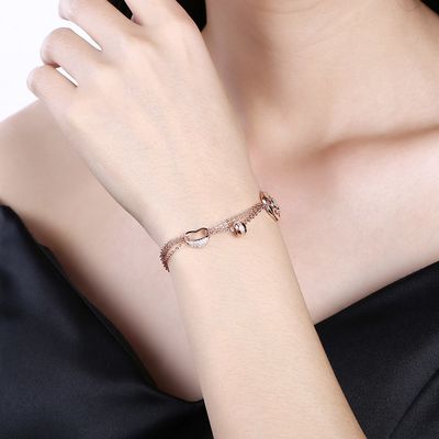 Vòng tay trang sức bạc Sterling vàng hồng