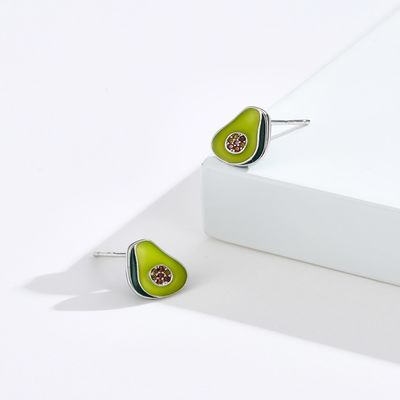 1,1x0,9cm 2,29g Bông tai trang sức bạc Sterling Unisex Bông tai quả bơ Đinh tán