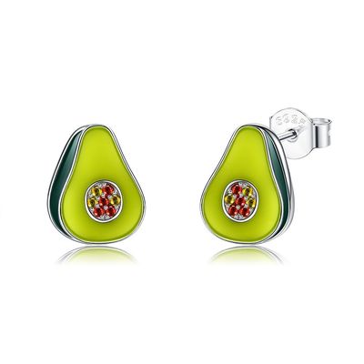 1,1x0,9cm 2,29g Bông tai trang sức bạc Sterling Unisex Bông tai quả bơ Đinh tán