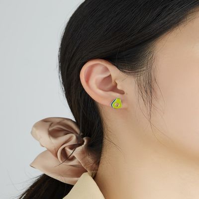 1,1x0,9cm 2,29g Bông tai trang sức bạc Sterling Unisex Bông tai quả bơ Đinh tán
