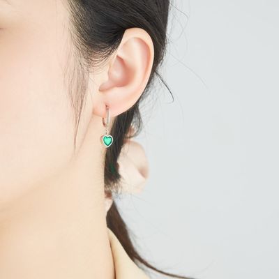 2,1x0,7cm 2,3g Sterling Bạc Bông tai hình trái tim bằng bạc pha lê Vòng khuyên con rắn OEM