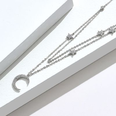 18in 2.9g Chuỗi vòng cổ Sterling bạc AAAAA CZ Chuỗi vòng cổ đôi ODM