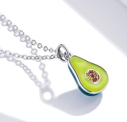 1.1x0.8cm 5A 17.7 '' Mặt dây chuyền hình quả lê Dây chuyền trang sức bạc Sterling 2.9g