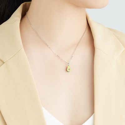 1.1x0.8cm 5A 17.7 '' Mặt dây chuyền hình quả lê Dây chuyền trang sức bạc Sterling 2.9g