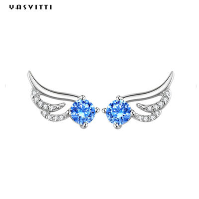 Đôi cánh thiên thần đơn giản Bướm xanh dễ thương Trang sức theo xu hướng tối giản Hoa tai đinh tán