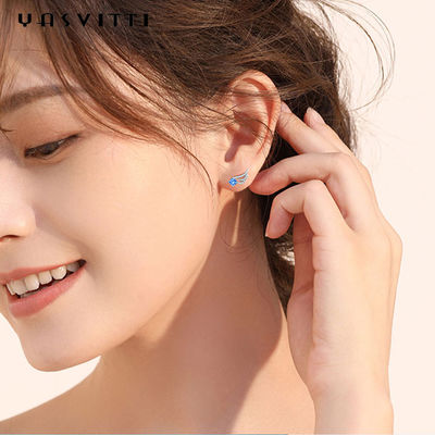 Đôi cánh thiên thần đơn giản Bướm xanh dễ thương Trang sức theo xu hướng tối giản Hoa tai đinh tán