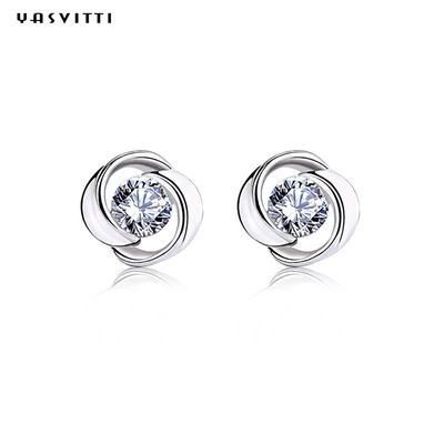 Bông tai kim cương đính kim cương hoa cỏ may mắn Zircon Clover