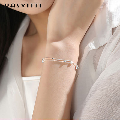 20,5 cm 3gram Sterling Silver Trang sức Vòng tay Bạc Ball Slider Bracelet ODM