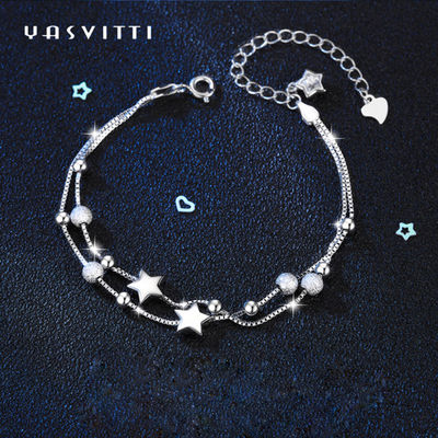 20,5 cm 3gram Sterling Silver Trang sức Vòng tay Bạc Ball Slider Bracelet ODM