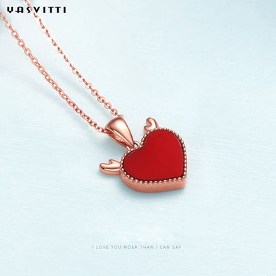3gram 15,7in Sterling Bạc Trái tim Mặt dây chuyền Vòng cổ Thời trang Nhung hươu Trái tim Vòng cổ
