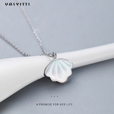 Ngọc trai Vỏ ngọc trai Tự nhiên Xương đòn Chuỗi vòng cổ 925 Sterling Silver Vòng cổ