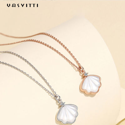 Ngọc trai Vỏ ngọc trai Tự nhiên Xương đòn Chuỗi vòng cổ 925 Sterling Silver Vòng cổ