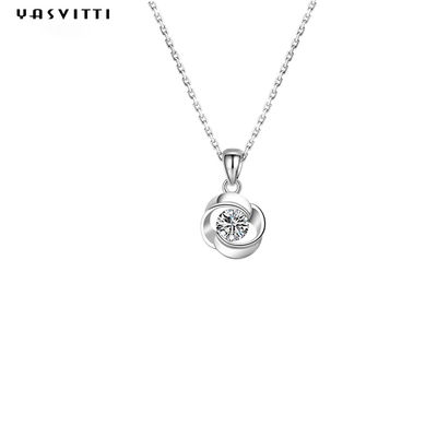 Sang trọng Hình học Sterling Bạc Vòng cổ Màu xanh Đá Topaz Mặt dây chuyền Đồ trang sức