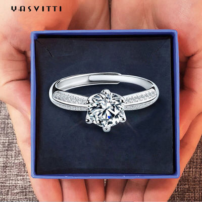 Lễ hội nhẫn cưới kim cương 22,1mm 2,52g Nhẫn cưới kim cương Moissanite dành cho nữ