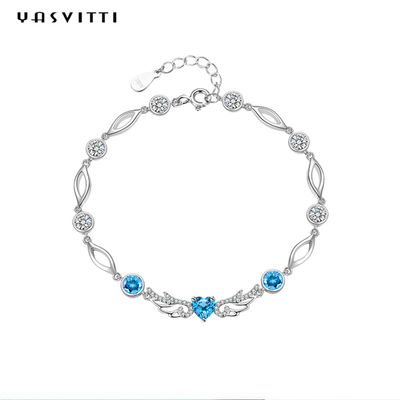 6,2g 0,21m Vòng tay trang sức bạc Sterling khảm Hình học 925 Vòng tay Topaz xanh