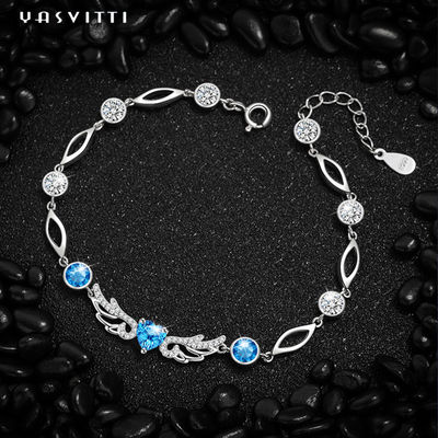 6,2g 0,21m Vòng tay trang sức bạc Sterling khảm Hình học 925 Vòng tay Topaz xanh