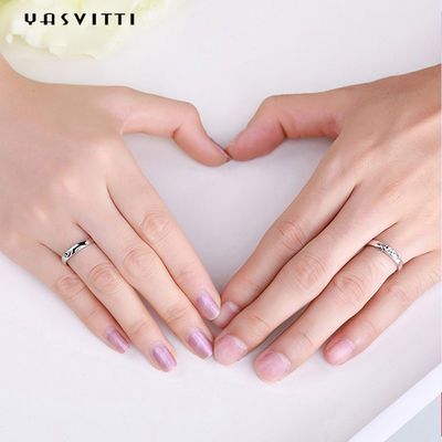 Nhẫn cặp đôi mạ vàng bạc 925 Đính hôn Nhẫn bạc kỷ niệm ngày cưới