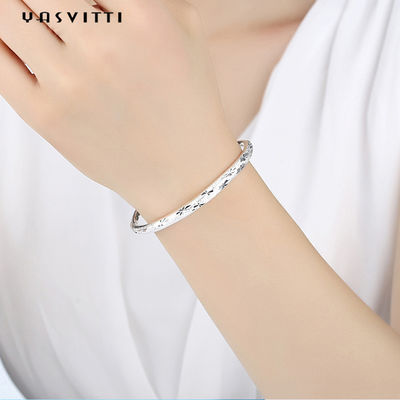 9,84in 0,16oz Vòng tay trang sức bạc Sterling Vòng tay Đẩy Kéo Vòng đeo tay có thể điều chỉnh của phụ nữ